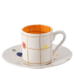Set Of 2 Miami Straight Coffee Cups And Saucers