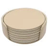 Set of 6 Mondrian Cappuccino Beige and Luna White Round Coasters