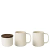 Set of 2 Mugs and Sugar Bowl with Wooden Lid