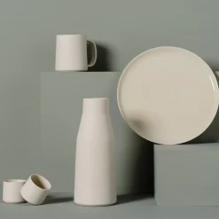 Set of 2 Mugs and Sugar Bowl with Wooden Lid