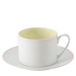 Set Of 2 Murrine Green Straight Teacups And Saucers