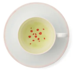 Set Of 2 Murrine Green Straight Teacups And Saucers