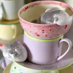 Set Of 2 Murrine Lilac Taacups And Saucers