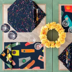 Set of 2 Night Light Octagonal Placemats and napkins