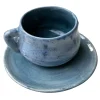 Set of 2 Ocean Blue Espresso Cups with Saucer