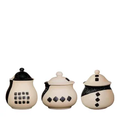 Set of 3 Onion, Garlic and Chili Bowls with Kiasmo Square Pattern