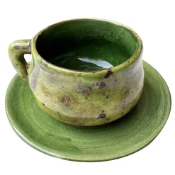 Set of 2 Pagoda Green Espresso Cups with Saucer
