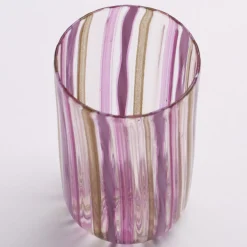 Set of 6 Pink & Gold Murano Glasses