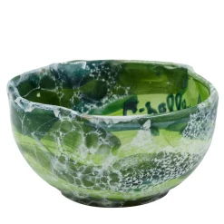 Set of 4 Pinzimonio Green Marble Motif Ceramic Bowls