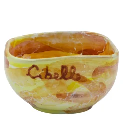 Set of 4 Pinzimonio Yellow Marble Motif Ceramic Bowls