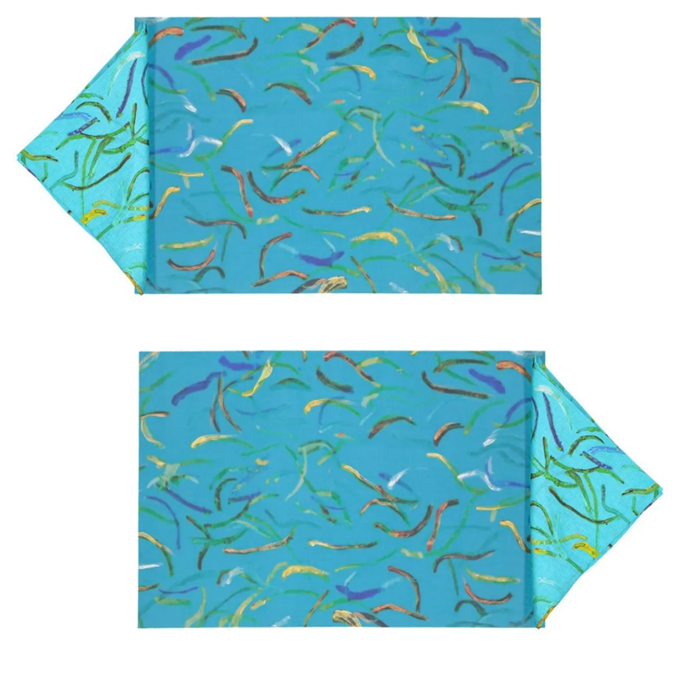 Set of 2 placemats and 2 napkins Roman Stroll in light blue