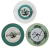 Set of 3 Plates The Road to Heaven Is Paved with Excess in Green