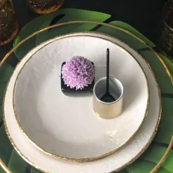 Set of 6 Preta Oro Milk and Gold Charger Plates 31cm