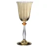 Set of 6 Primula Brown Shade Blown Optical Glass Wine Glasses