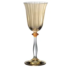 Set of 6 Primula Brown Shade Blown Optical Glass Wine Glasses