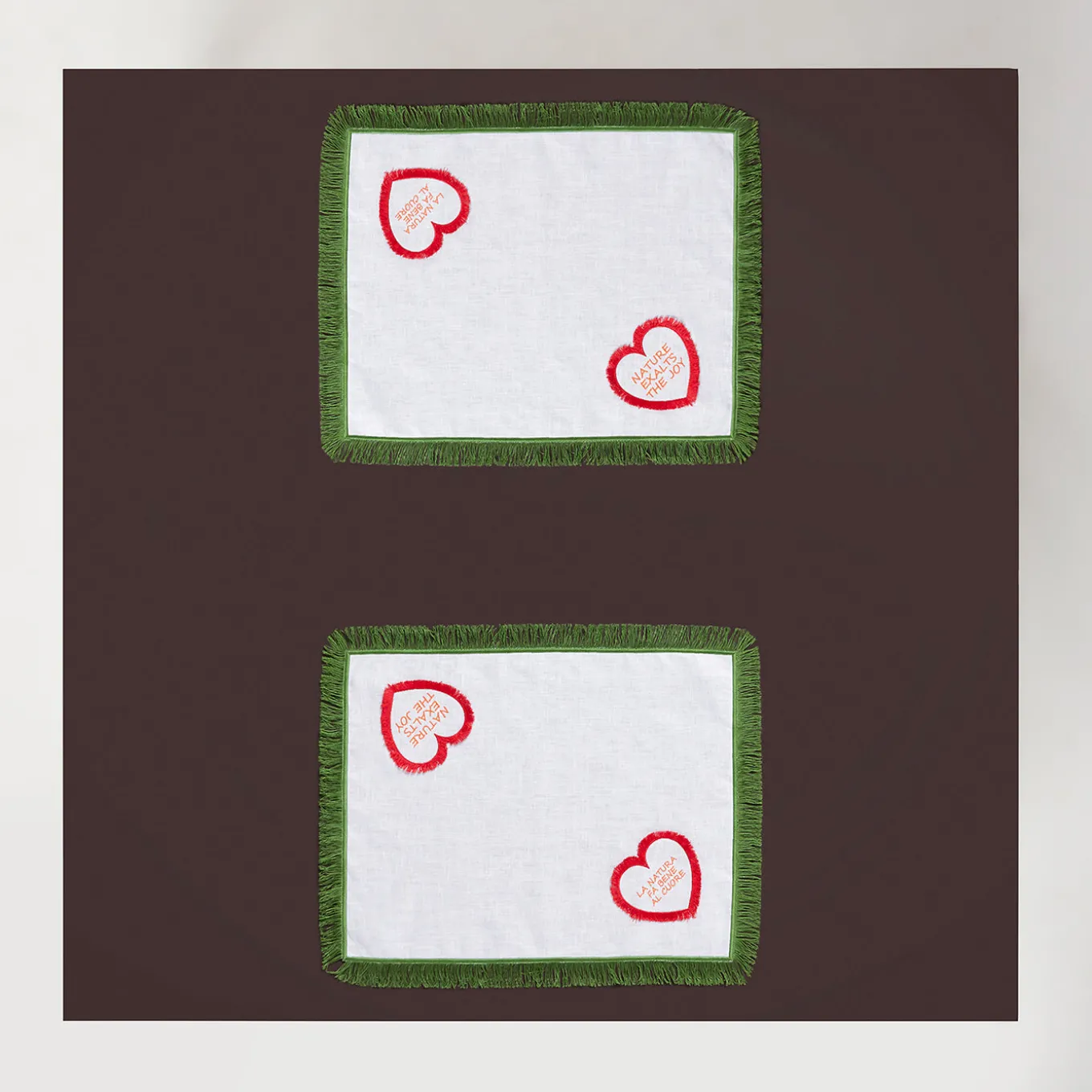 Set of 2 Quadrifoglio Linen Placemats