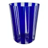Set of 2 Ribbed Blue Water Glasses