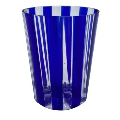 Set of 2 Ribbed Blue Water Glasses