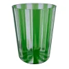 Set of 2 Ribbed Green Water Glasses