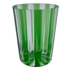 Set of 2 Ribbed Green Water Glasses