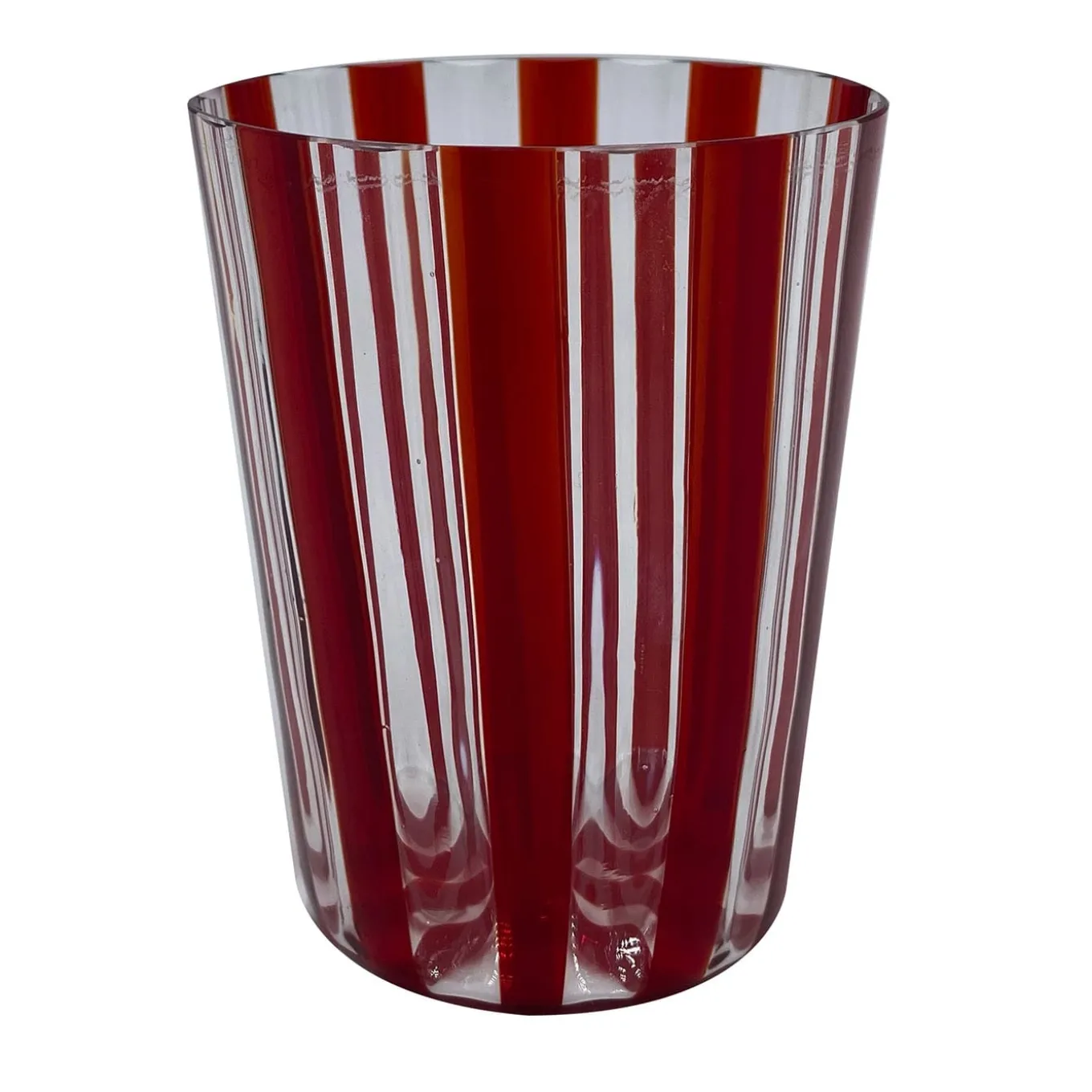 Set of 2 Ribbed Red Water Glasses