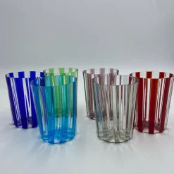 Set of 2 Ribbed Red Water Glasses