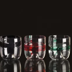 Set of 6 Rings Glass Red