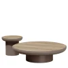Set of 2 Romo Round solid ash wood & tortora matte wood side tables by Artefatto Design Studio