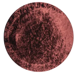 Set of 4 Round Red Velvet Placemat Covers with Wooden Support