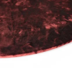 Set of 4 Round Red Velvet Placemat Covers with Wooden Support