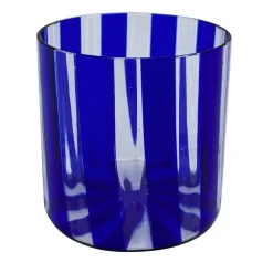 Set of 2 Small Ribbed Blue Water Glasses