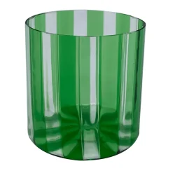 Set of 2 Small Ribbed Green Water Glasses