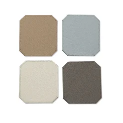 Set of 6 Soft Suite Del Monte Mystica White Leather Coasters