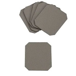 Set of 6 Soft Suite Del Monte Luna Gray Leather Coasters