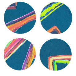 Set of 8 Space Shapes Coated Coasters in Blue