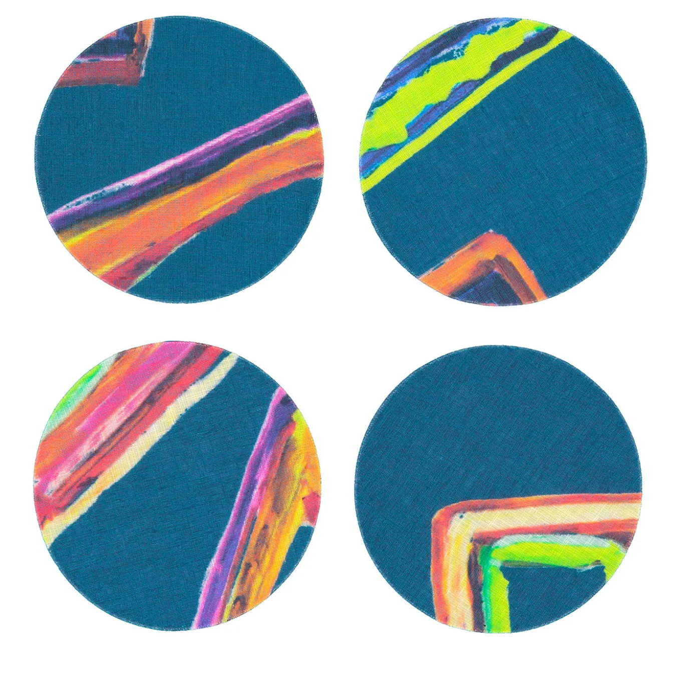 Set of 8 Space Shapes Coated Coasters in Blue
