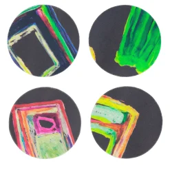 Set of 8 Space Shapes Coated Coasters in Brown/Chocolate