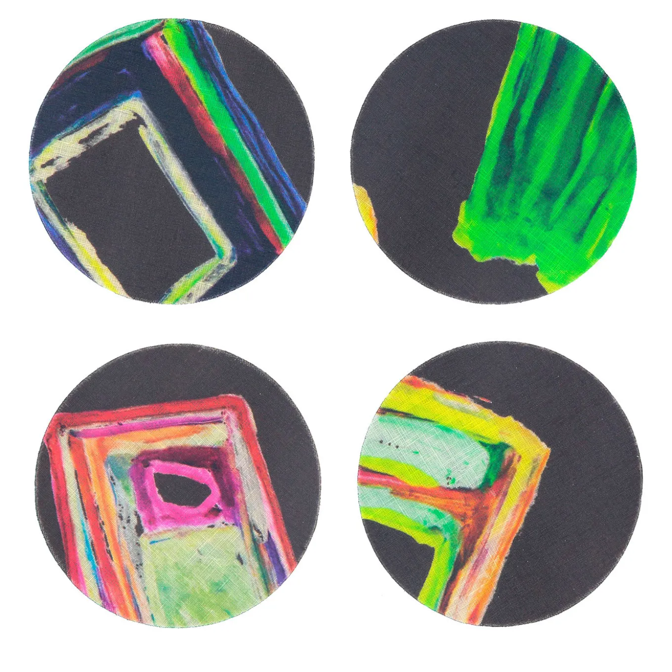 Set of 8 Space Shapes Coated Coasters in Brown/Chocolate