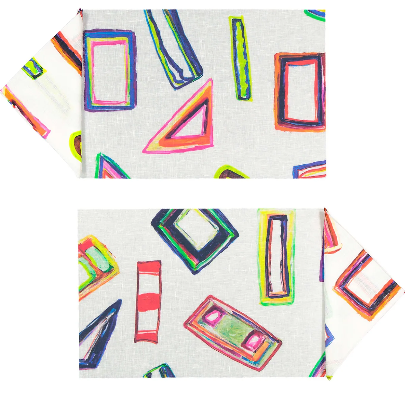 Set of 2 Space Shapes Placemats and napkins in white