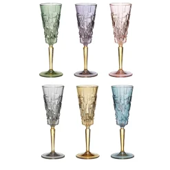 Set of 6 Square Printed Flutes