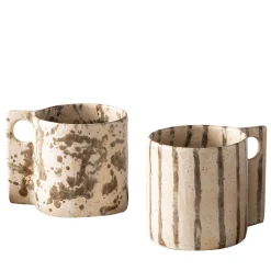 Set of 2 Staines and Lines Glaze Hole Mugs