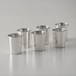 Set of 6 Sterling Silver Polygonal Liquor Glasses