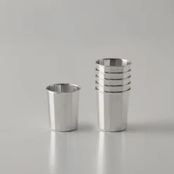 Set of 6 Sterling Silver Polygonal Liquor Glasses