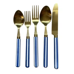 Set Of 4 Stripes Blue Cutlery Set