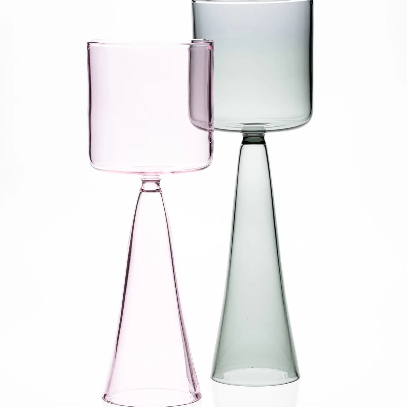 Set Of 4 Tall Grey Dolce Vita Wine Glasses