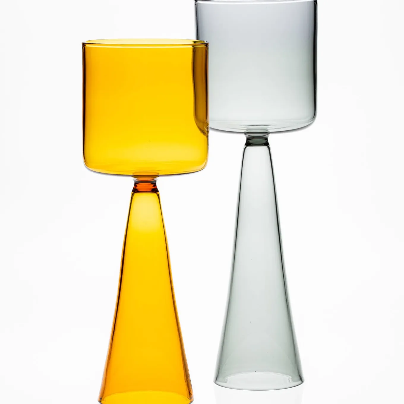 Set Of 4 Tall Grey Dolce Vita Wine Glasses