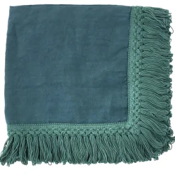 Set of 4 Teal Napkins with Long Fringes