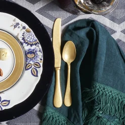 Set of 4 Teal Napkins with Long Fringes