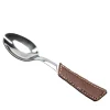 Set of 6 Teaspoons with Beige Eco-Leather Handle