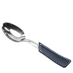 Set of 6 Teaspoons with Blue Eco-Leather Handle